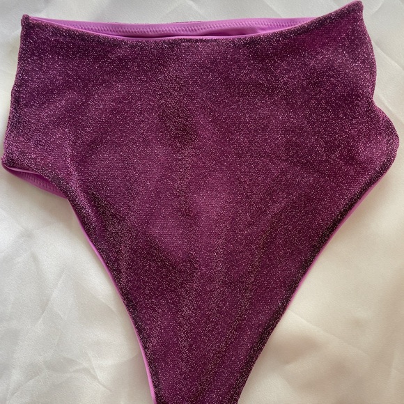 ASOS Design Glitter Pink / Purple High Waist Swim Bottom - Picture 3 of 4